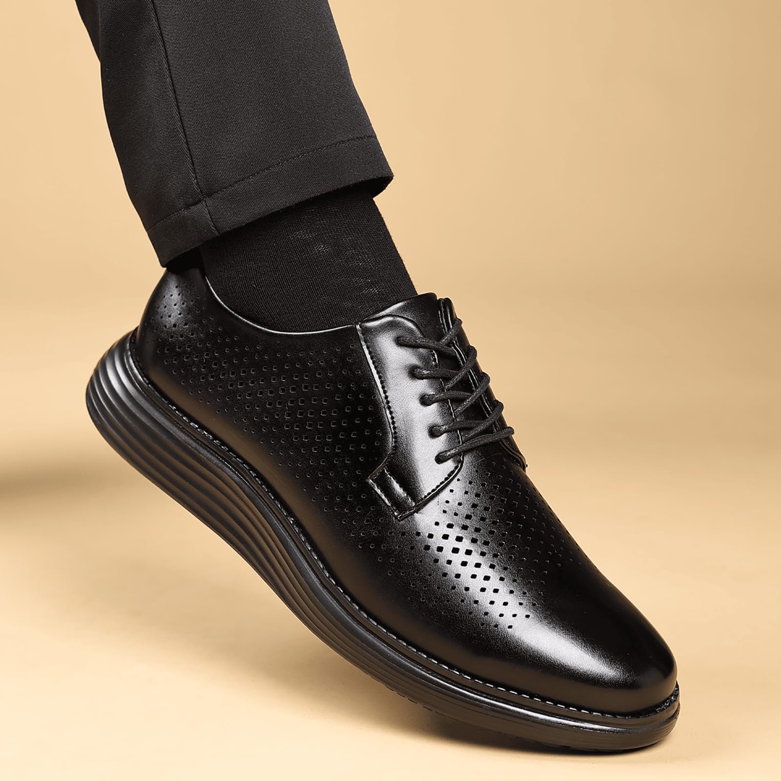 Męskie buty rekreacyjne ze skóry PU, oddychające, biznesowe, casualowe, sznurowane, w stylu Oxford, dla mężczyzn