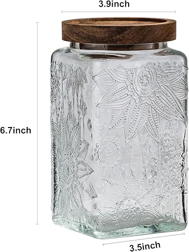 Miniatura 2 de Tarro de almacenamiento hermético de vidrio vintage, con tapa de madera hermética, recipientes de almacenamiento de alimentos de cocina, adecuado