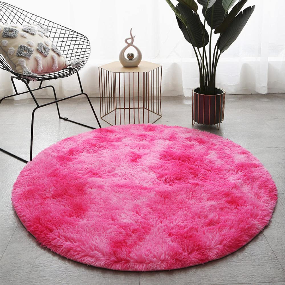 Tapis rond moelleux rouge rose : créez un coin de jeu douillet dans la chambre d'enfant