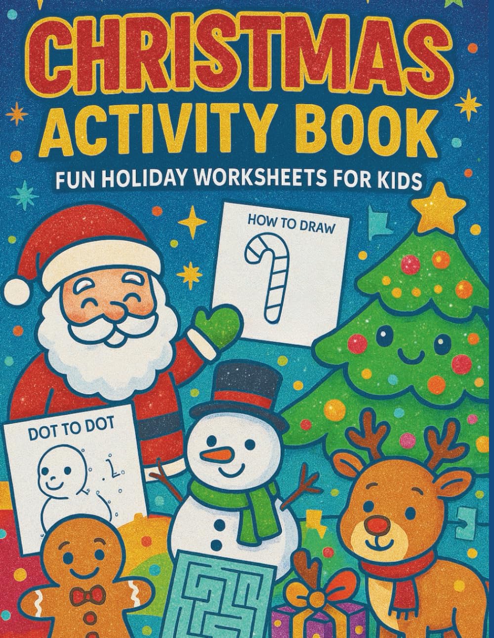 Christmas Mega Activity Book for Kids Ages 3-8: Fun Holiday Workbook with Dot to Dot, Coloring Pages, Mazes, Puzzles, Scissor Skills, and More — 170 ... Joy! (Merry Minds Christmas Collection)