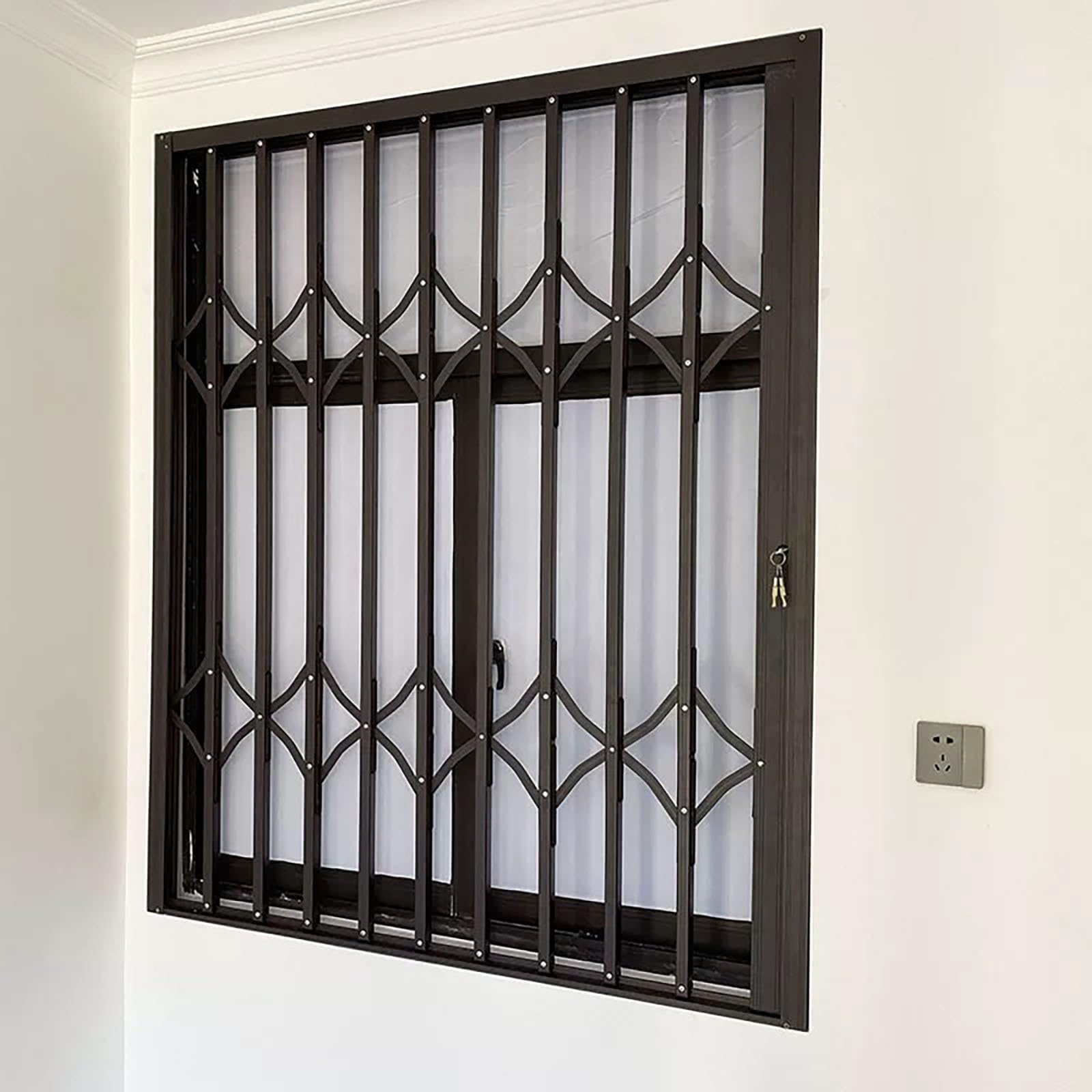 Barras Seguridad Plegables Antirrobo Negras Ventana, Puerta/balcón