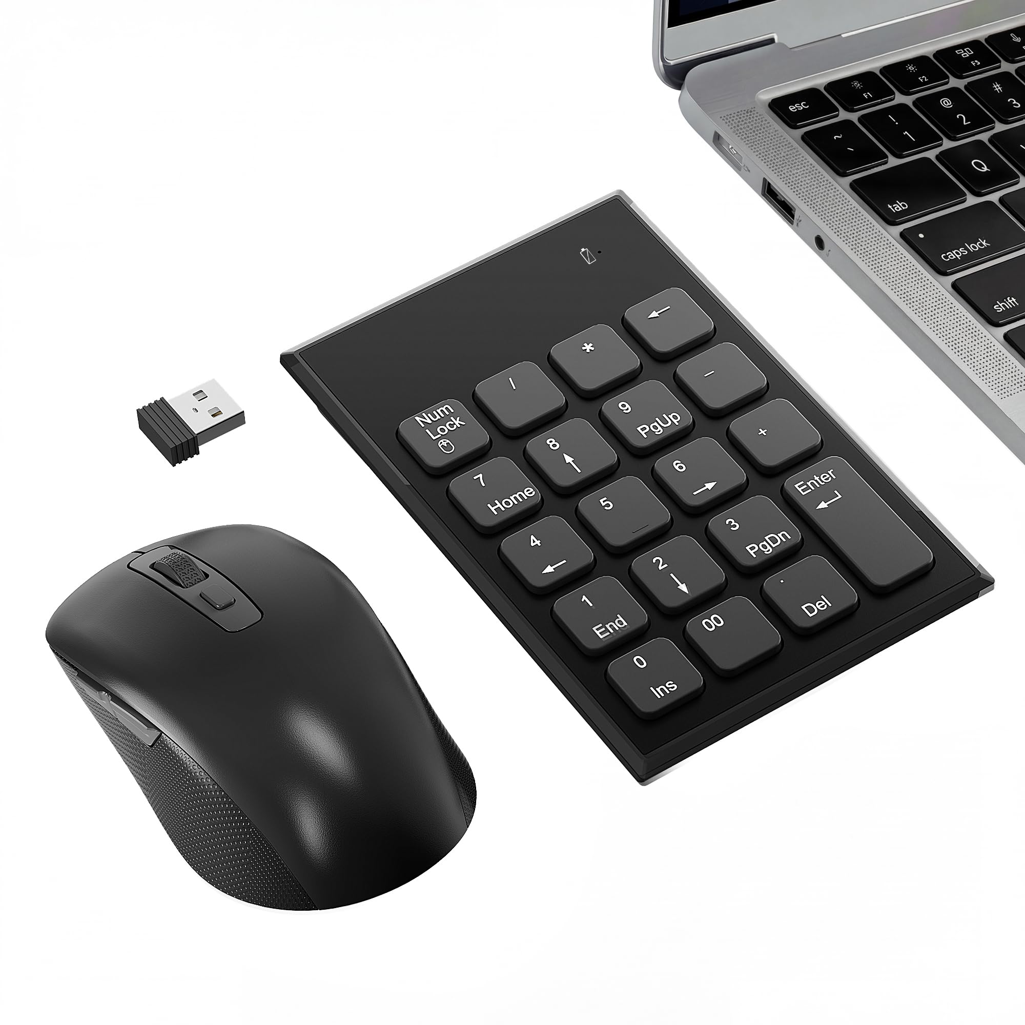 Wireless Number Pad and Mouse for Laptop, 19 Key USB Numeric Keypad Combo with Silent Mouse, 3 Adjustable DPI, 2.4GHz Ultra Slim Portable External Keypad for PC, Desktop, Notebook-picture-18