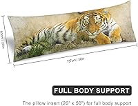 Vista 2 de Funda de almohada corporal, funda de almohada larga de animal tigre, con cremallera, rectangular, suave, grande, fundas de almohada frescas