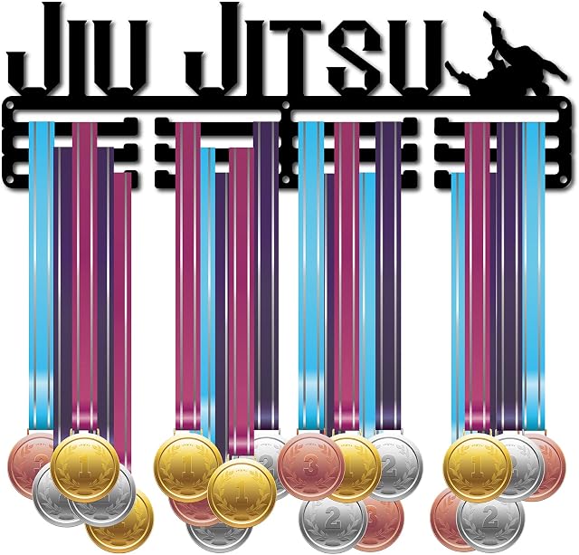 CREATCABIN Medal Holder Sport Ju Jitsu Athlete No Limits No Excuses Medals Hanger Display Stand Wall Mount for Runners for Home Badge 3 Rung Medalist Runner Soccer Gymnastics Over 60 Medals Olympic