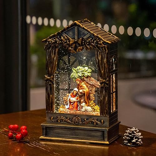 Vista 44 de Linterna de globo de nieve de Navidad, muñeco de nieve brillante con música, forro USB/funciona con pilas, linterna iluminada para decoración