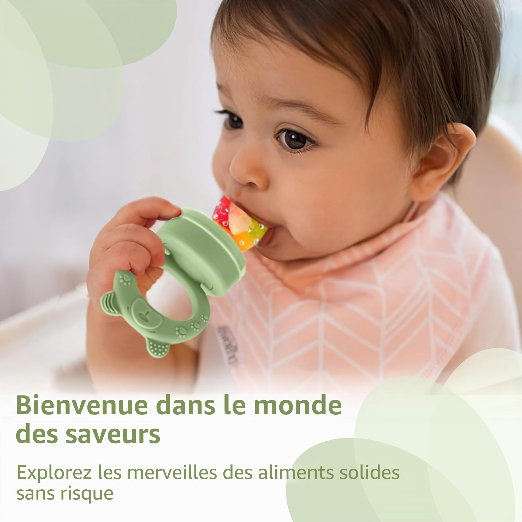 Grignoteuse Bébé - Kit de Distribution pour Bébé, Comprend 2 Tétines Alimentaires avec 3 Tétines de Tailles Différentes, Accessoire d'Alimentation en Silicone pour Bébé