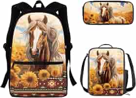 Doginthehole Cherry Blossom Backpack Set For Girls - Includes School Backpack, Lunch Bag & Pencil Case
