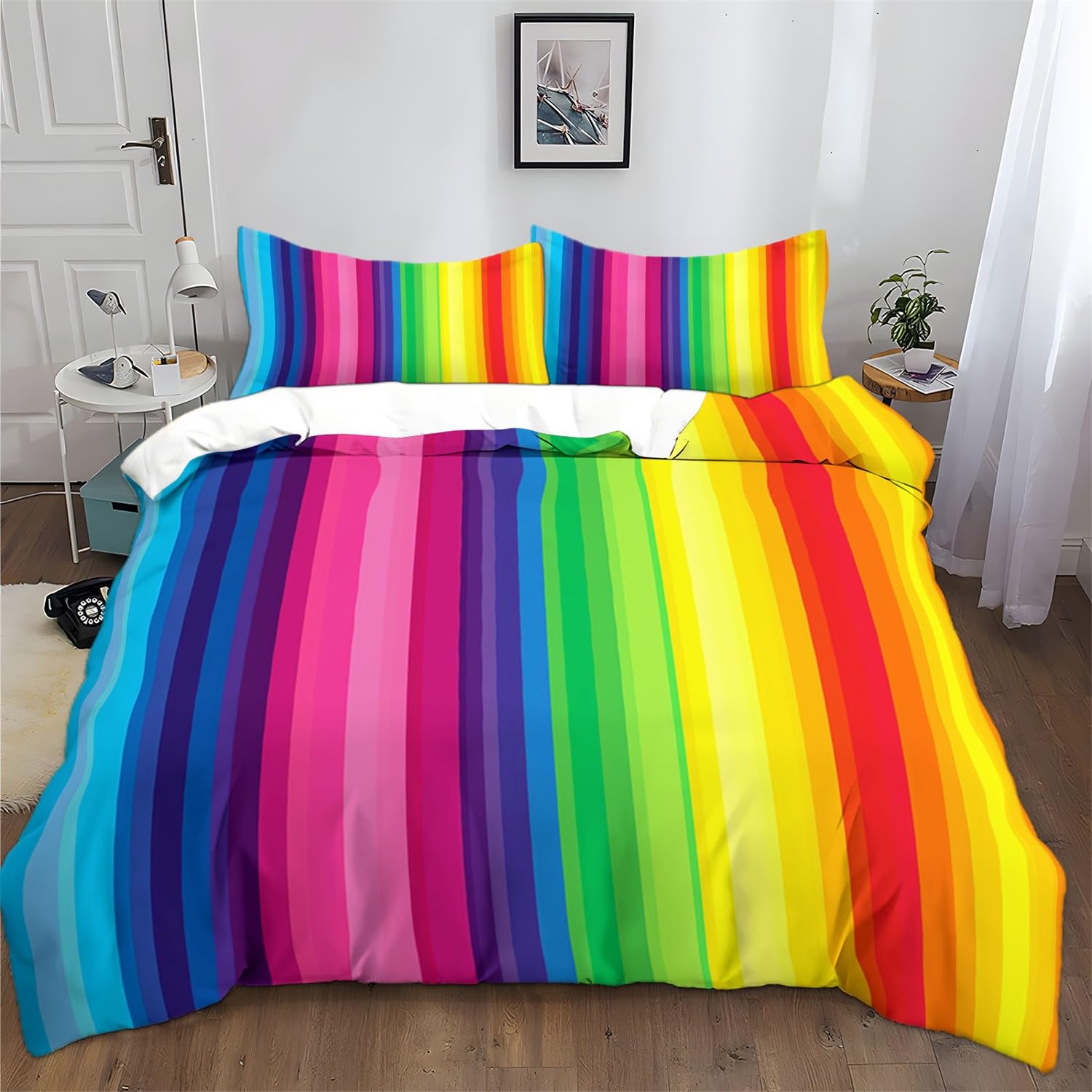 Poszewka na kołdrę tęczowe pionowe linie pościel 230 x 220 cm pokrowiec wystrój pokoju zestaw pościeli dla dzieci młodzieży dorosłych nowoczesny kolor