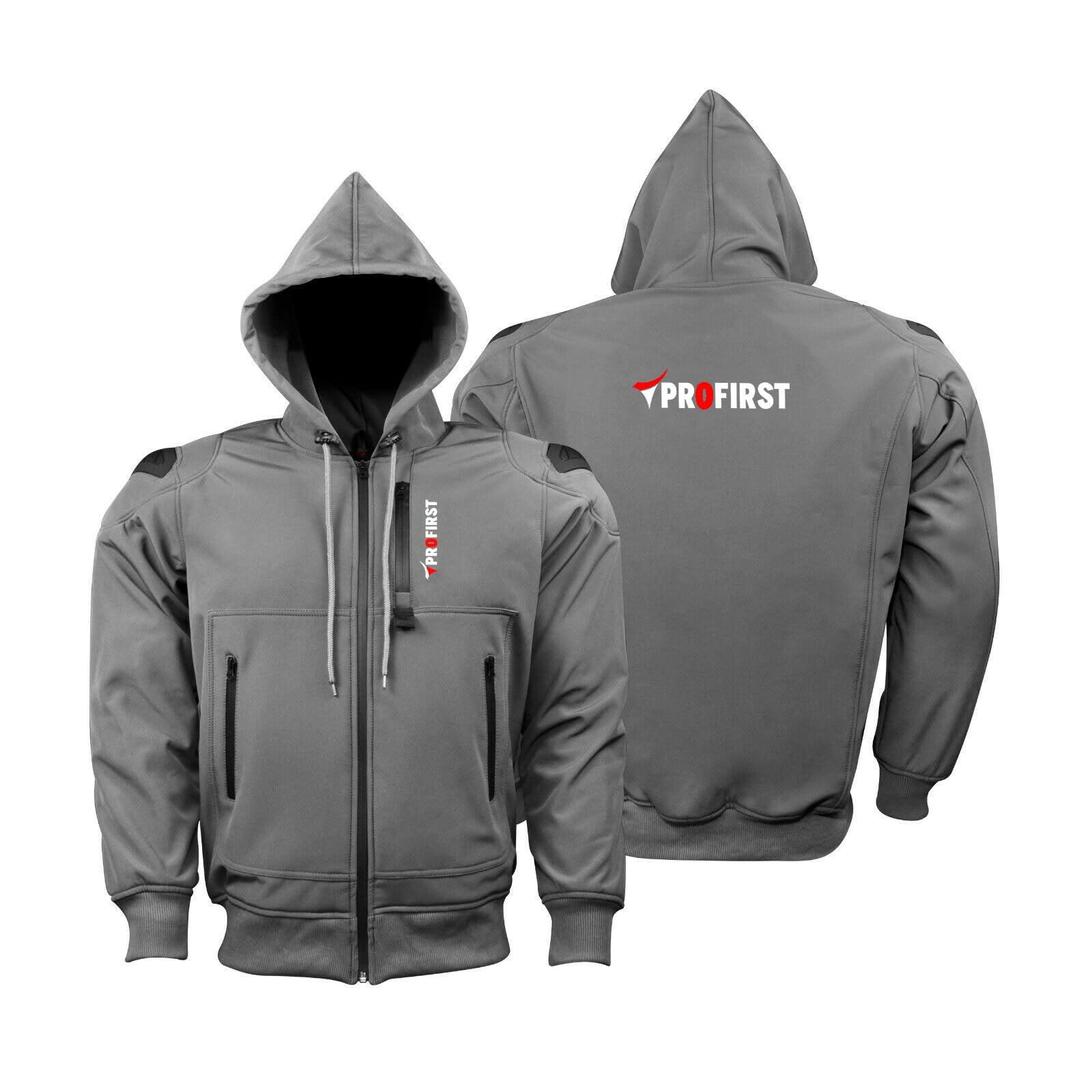 Inflori Men's Grey Motorbike Motorcycle Hoodie Protective Clothing Softshell Hoodie Jacket For Riders Ce Armored With Extra Shell Protection At Shoulders (Uk, Alpha, 4XL, Regular, Regular, )