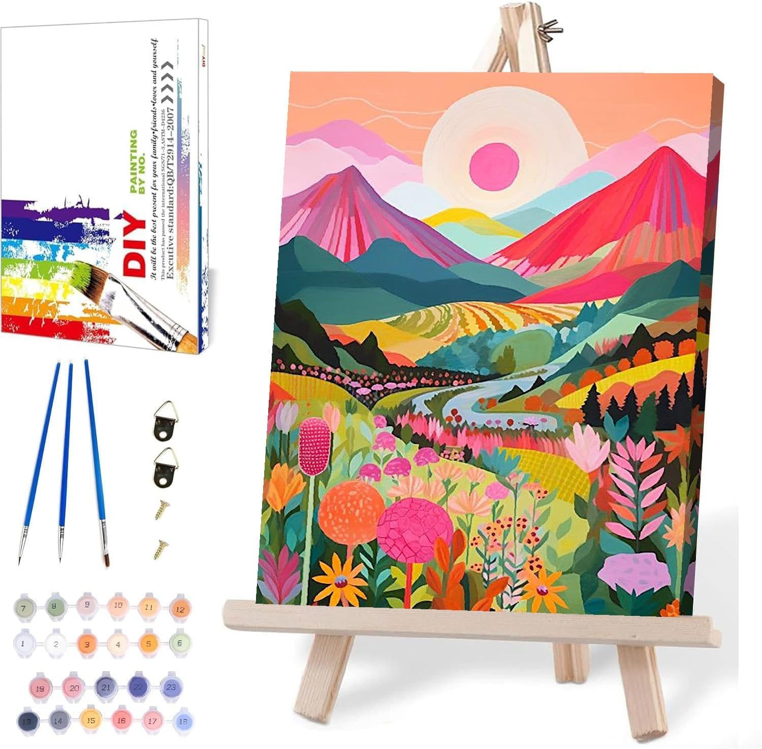 LWZAYS Adults Beginner Landscape Paint by Numbers Kit with Frame ...