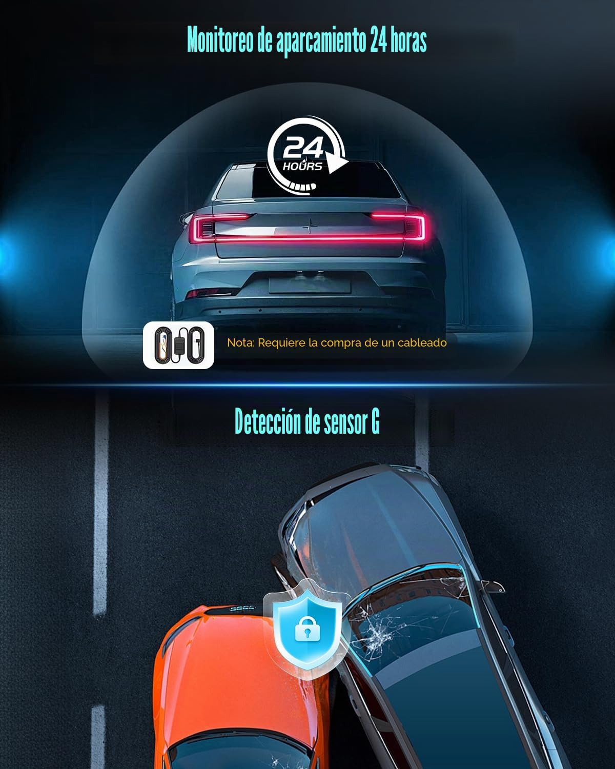 Hikity 2K 360°Dash CAM Coche con Tarjeta SD 64G,4 Cámaras Pantalla IPS de 3 Pulgadas Cámara para Coche,Dashcam Coche 2K+1080P*3,Sensor G, Visión Nocturna,Ayuda Inversa,Grabación en Bucle