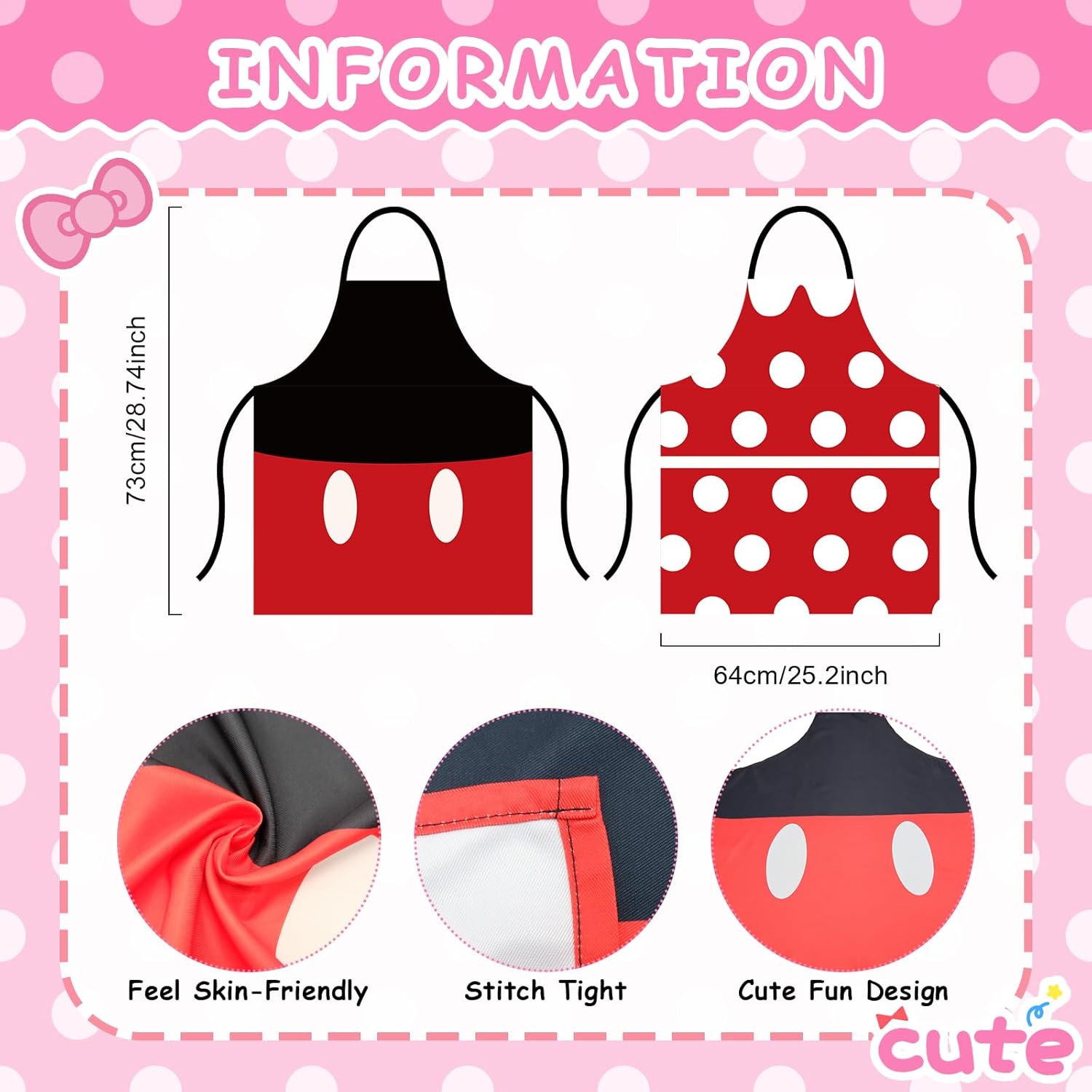 Couple Cosplay Costume Mouse Ears Headband Gloves Apron and Bow Tie for Halloween Theme Party Adult Double Mouse Costume - Image 2