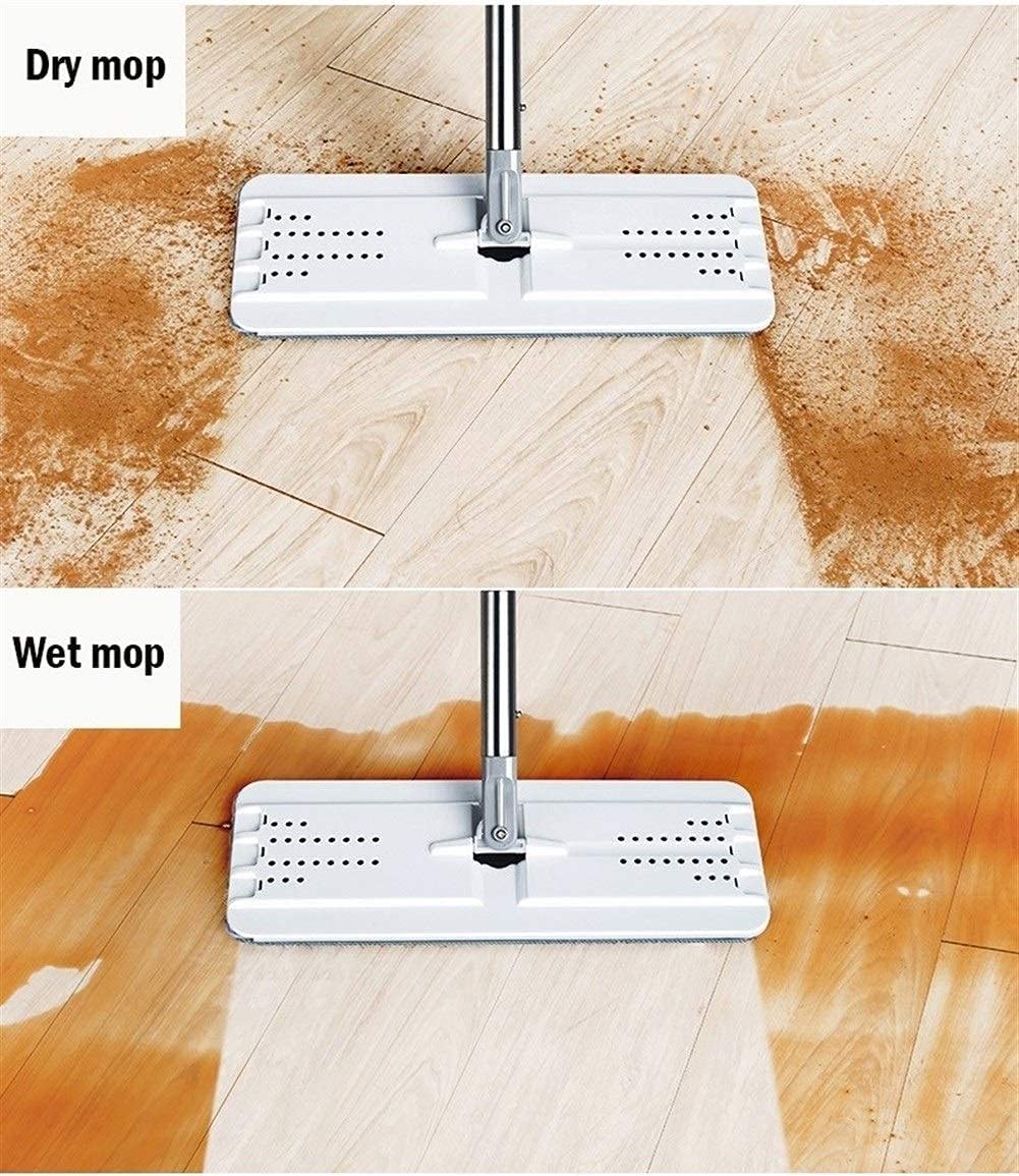 Mop Squeeze Mocio Piatto Mano Libera Mocio Rotante in Microfibra con Secchio Mocio Antipolvere autopulente Bagnato e Asciutto con 4 Panni riutilizzabili in Microfibra