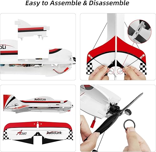 Miniatura 5 de Radiolink A560 Plug & Play (PNP) 3D RC Avión 22.835 in Envergadura con 6 modos de vuelo, 4 canales Gyro Byme-A controlador de vuelo, motor sin