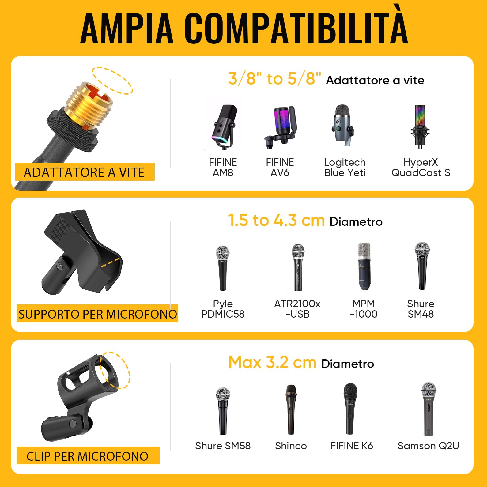 GLEAM Supporto per microfono - Supporto per microfono con braccio per treppiede con borsa per il trasporto (treppiede)