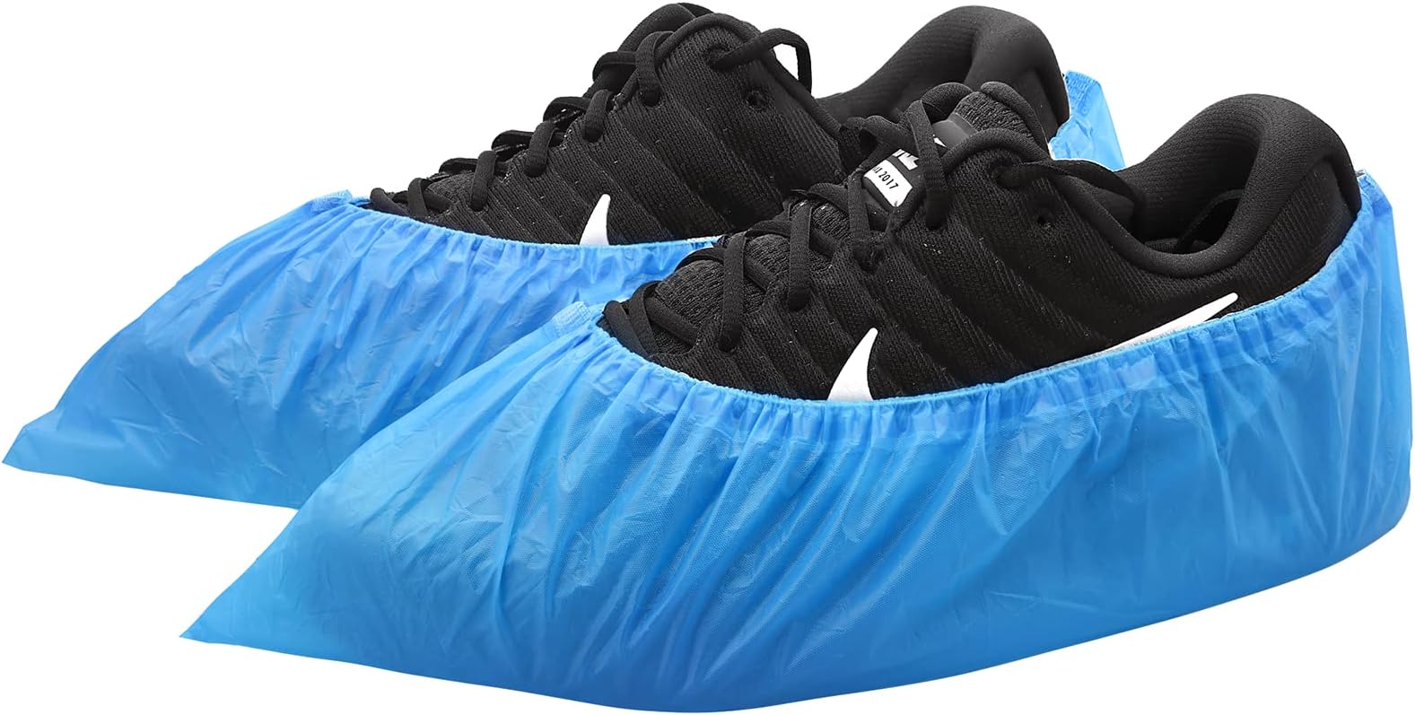 Shoe Covers Disposable Non-slip for Indoors -100 Pieces (50 Pairs) Waterproof Premium CPE Booties Shoes Protectors Coverings, fits up to size 11 US Men and 13 US Women, Blue, Large