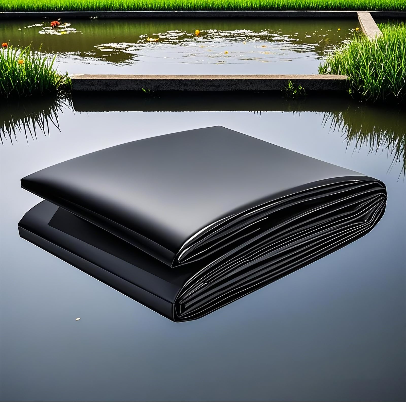Telo impermeabile per laghetto, 5 x 6 m, 7 x 8 m, 8 x 10 m, grande, pieghevole, in PVC, per fontana da giardino, lago artificiale, protezione esterna durevole