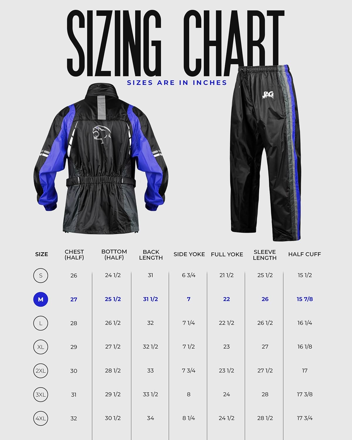 J.A.G. Motorcycle Rain Suit for Men & Women - 2 Pieces Waterproof Rain Jacket & Pants | Reflective Rain Coat with Hoodie