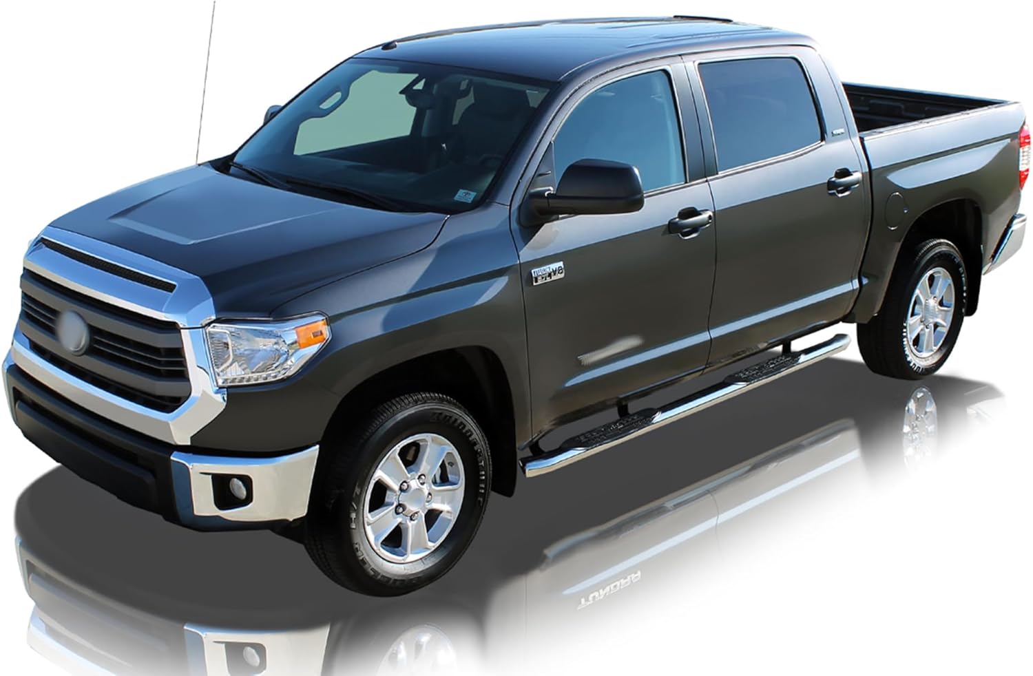 Raptor Series Nerf Bars Side Steps 4in Oval Stainless Steel Curved for 15-23 Ford F-150 17-23 F-250 F-350 Super Duty Crew Cab