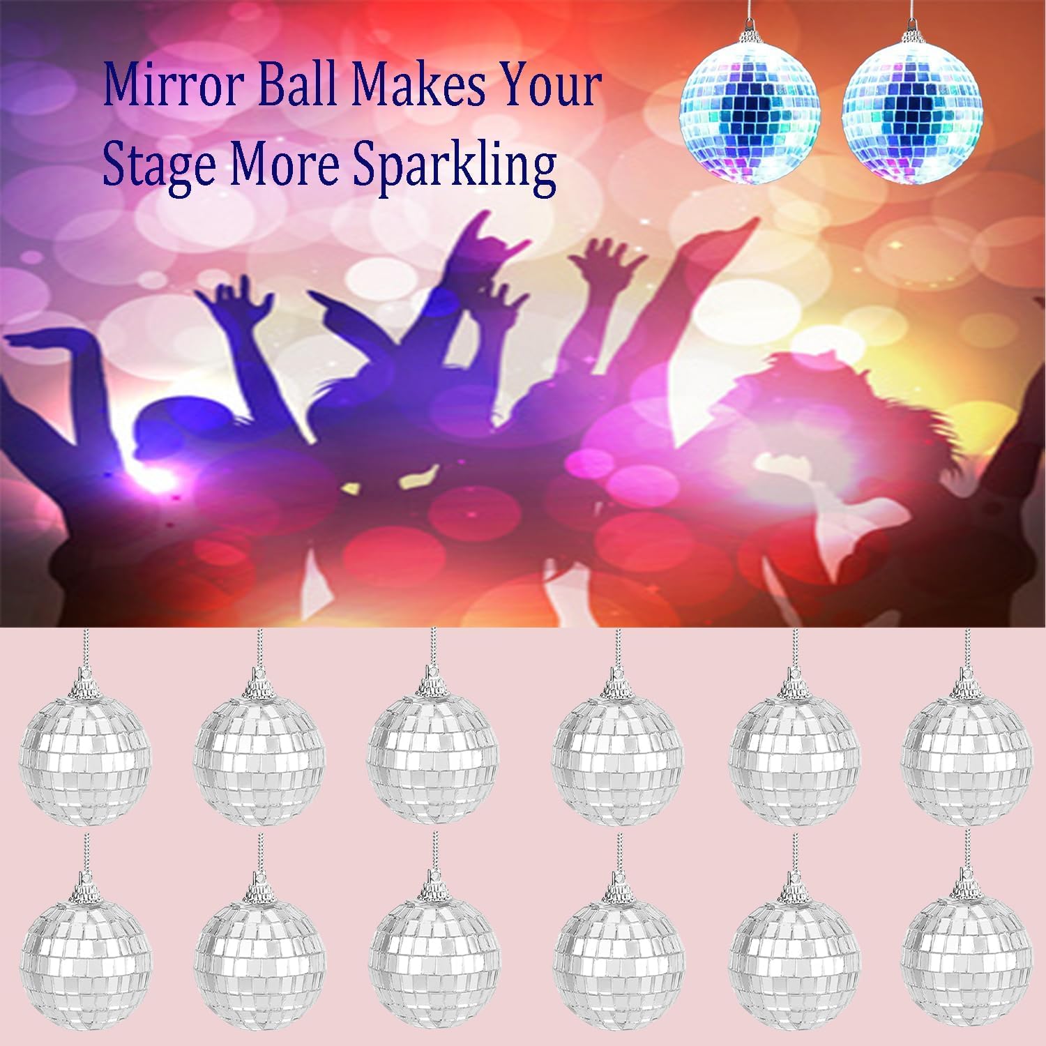 12 Pcs 2 Inch Disco Ball Decoration Mirror Ball Ornament for Party Christmas Xmas Tree 2