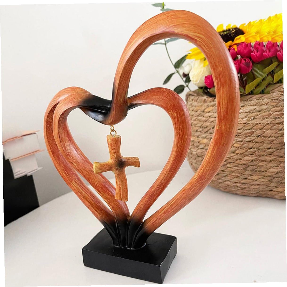 VANZACK Herzskulptur Moderne mit Einzigartigem Design aus Kunstharz Leicht zu Reinigen und Tragbar Dekoration für Hochzeit oder Arbeitszimmer