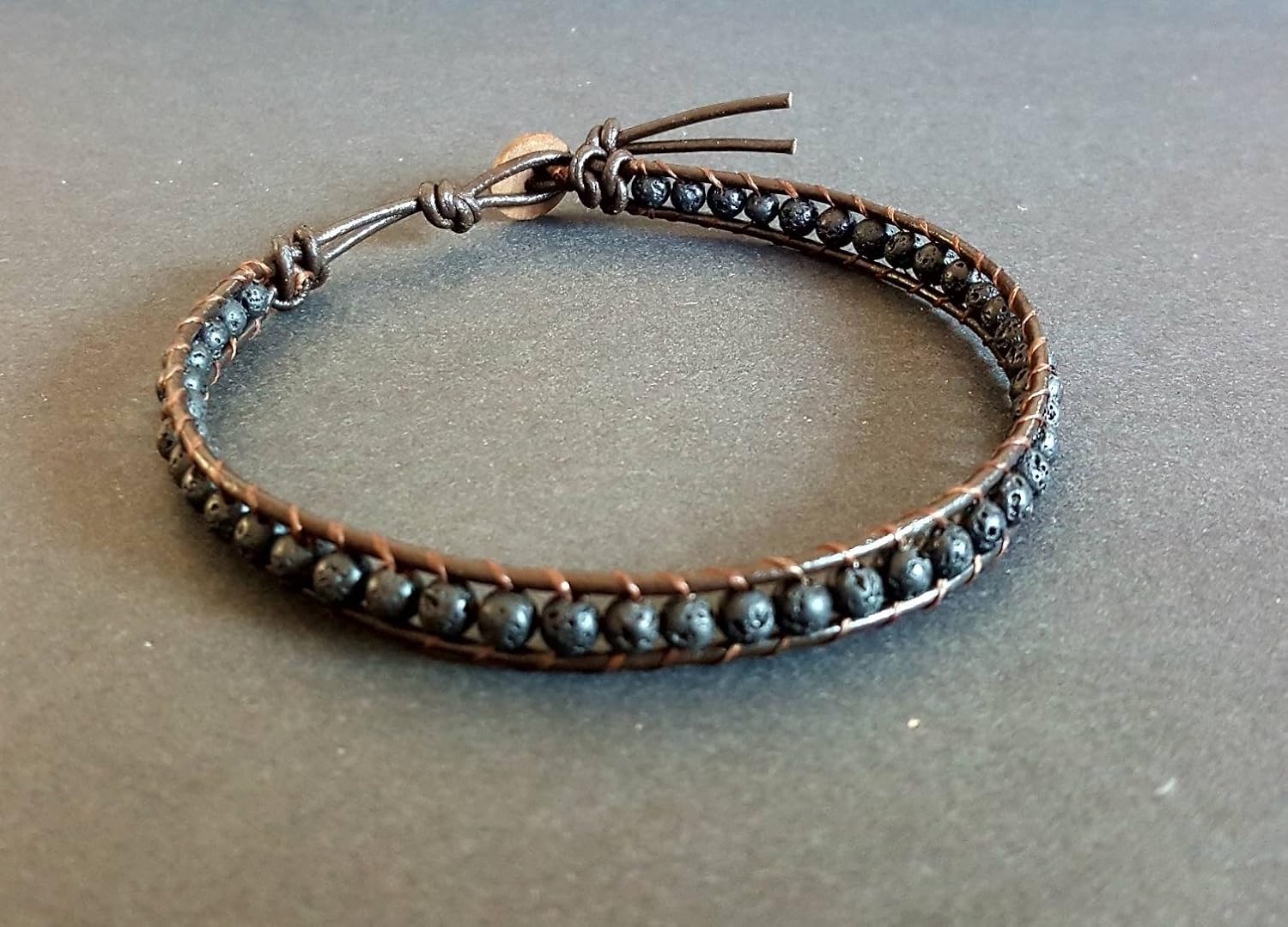 Infinityee888 Lava Bead Anklet Bracelet 10 Inches Woven Leather Handmade Men Women Anklet - Image 7