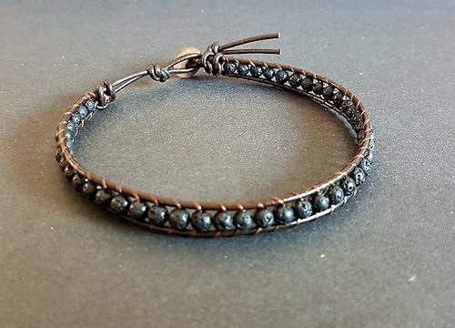 Miniatura 7 de Infinityee888 Lava Bead Anklet Bracelet 10 Inches Woven Leather Handmade Men Women Anklet