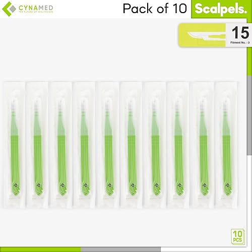 Vista 41 de Cynamed - Bisturí desechable con asas graduadas, cuchillas de acero inoxidable quirúrgico, estéril, bolsas fáciles de quitar (caja de 10), ideal