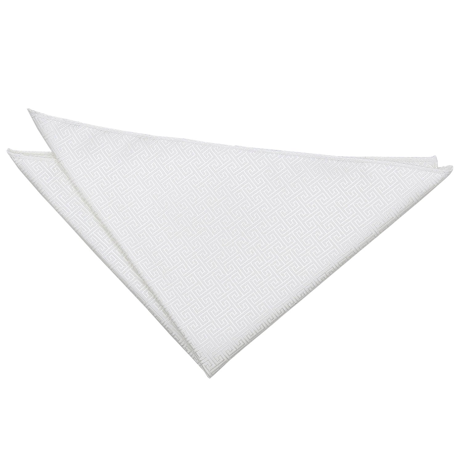 Dqt Men's Ivory Greek Key Jacquard Pocket Square - Wedding, Business & Formal Suit Handkerchief
