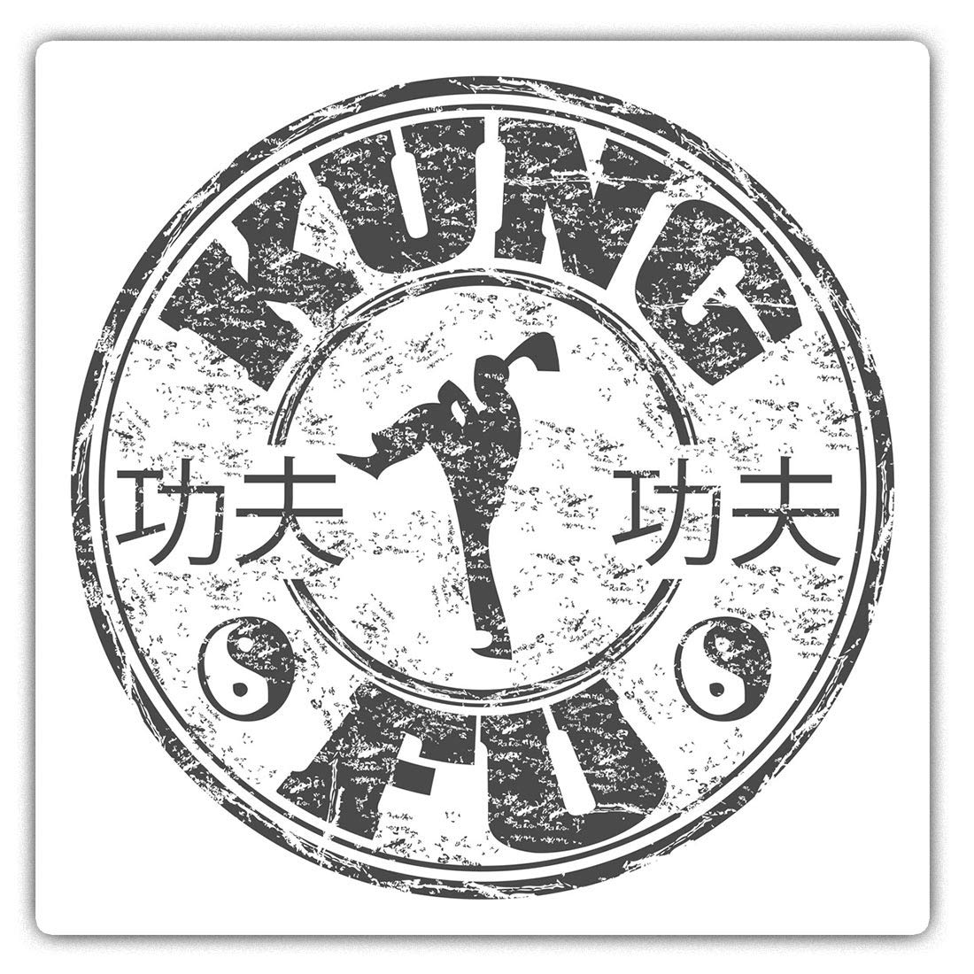 2 x Square 10cm Vinyl Stickers - Kung Fu Fighter Sign Yin Yang 39838
