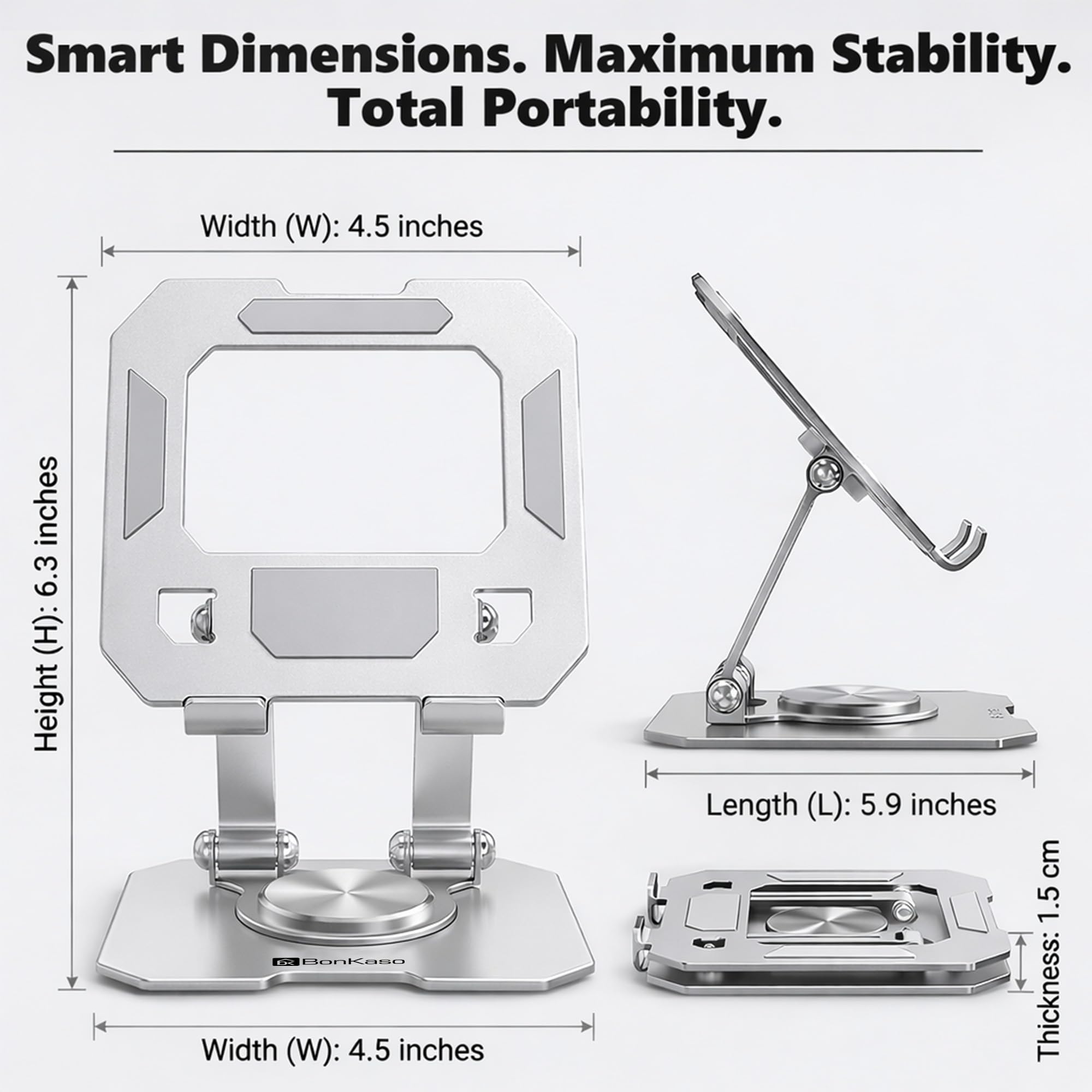 BonKaso Tablet Stand - 360° Rotation, Adjustable Holder -6