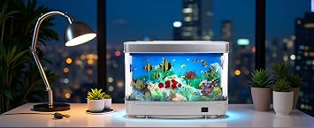 Lightahead Sensory Artificial Aquarium Lamp LED Virtual Fake Fish Tank with Moving Marine Life Animation Ocean in Motion Relaxing Ocean Scene Night Light for Ages 15 and Above