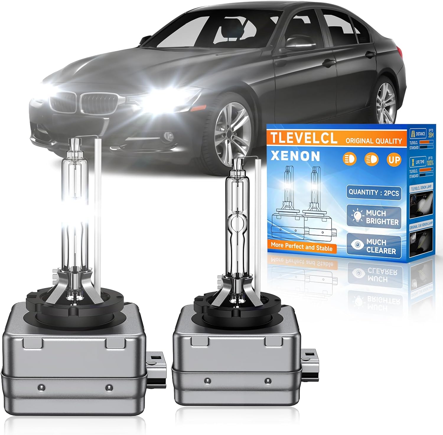 Fit for BMW 2007-2016 320i 328i 335i Xdrive GT E90 E92 E93 2014-2016 428i 435i D1S HID Xenon Headlight Bulbs, 35W High Low Beam Bi-Xenon Light Bulb Replace, 6000K Cool White, Pack of 2