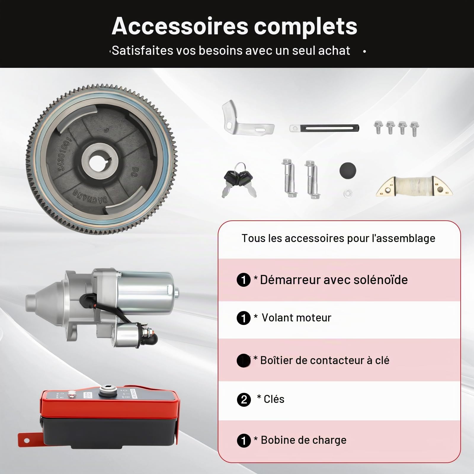 Kit de démarreur électrique pour HONDA GX340 11HP, HONDA GX390 13HP avec boîte de commutation à clé Démarreur Démarreur Magnétique Moteur