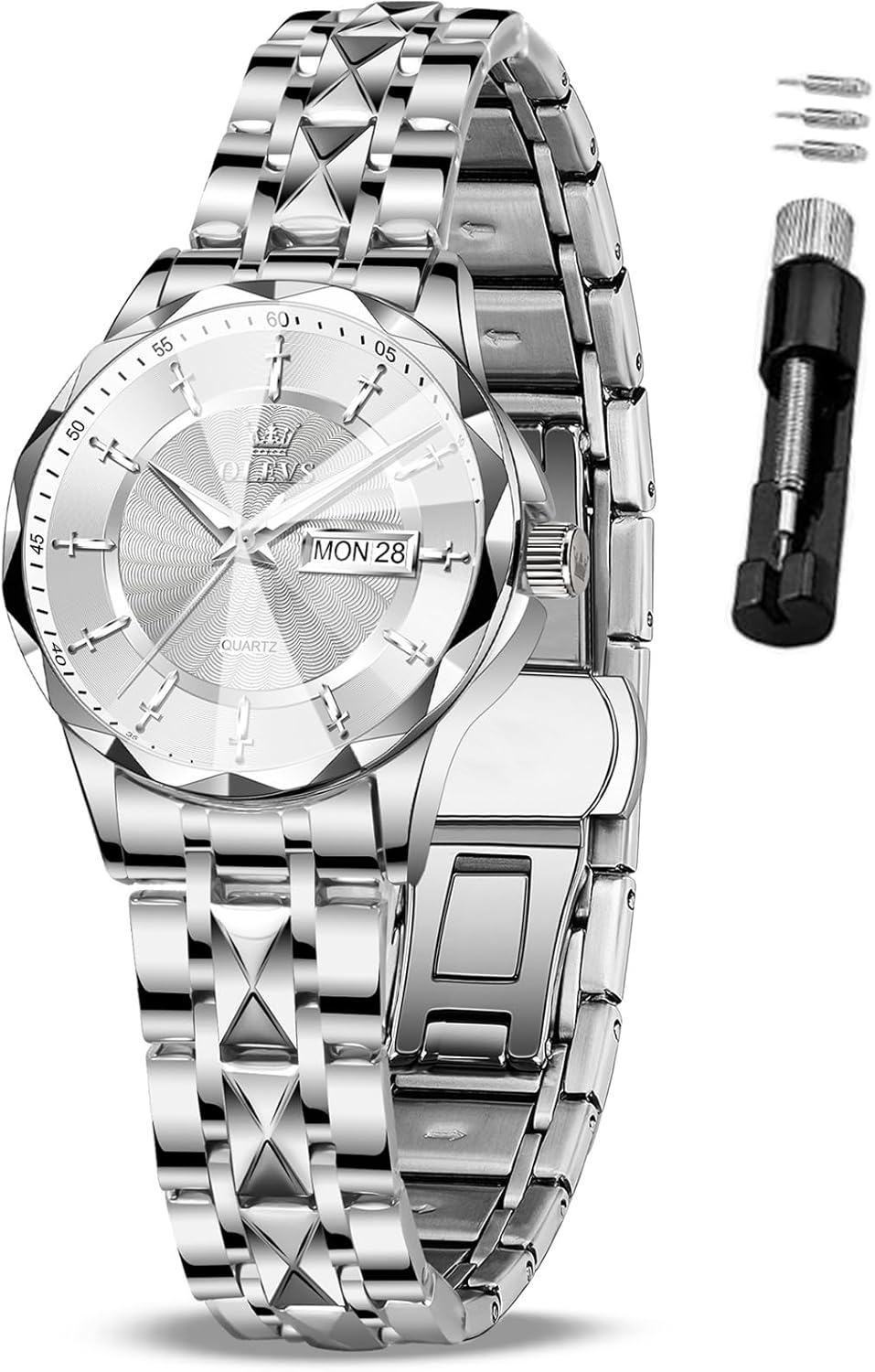 Womens Watch Luxury Elegant Ladies Dress Watches Fashion Waterproof Gold Silver Watch for Women Stainless Steel Womens Watches for Small Wrists Analog Quartz with Day Date Relojes para Mujer Ideal for Gift