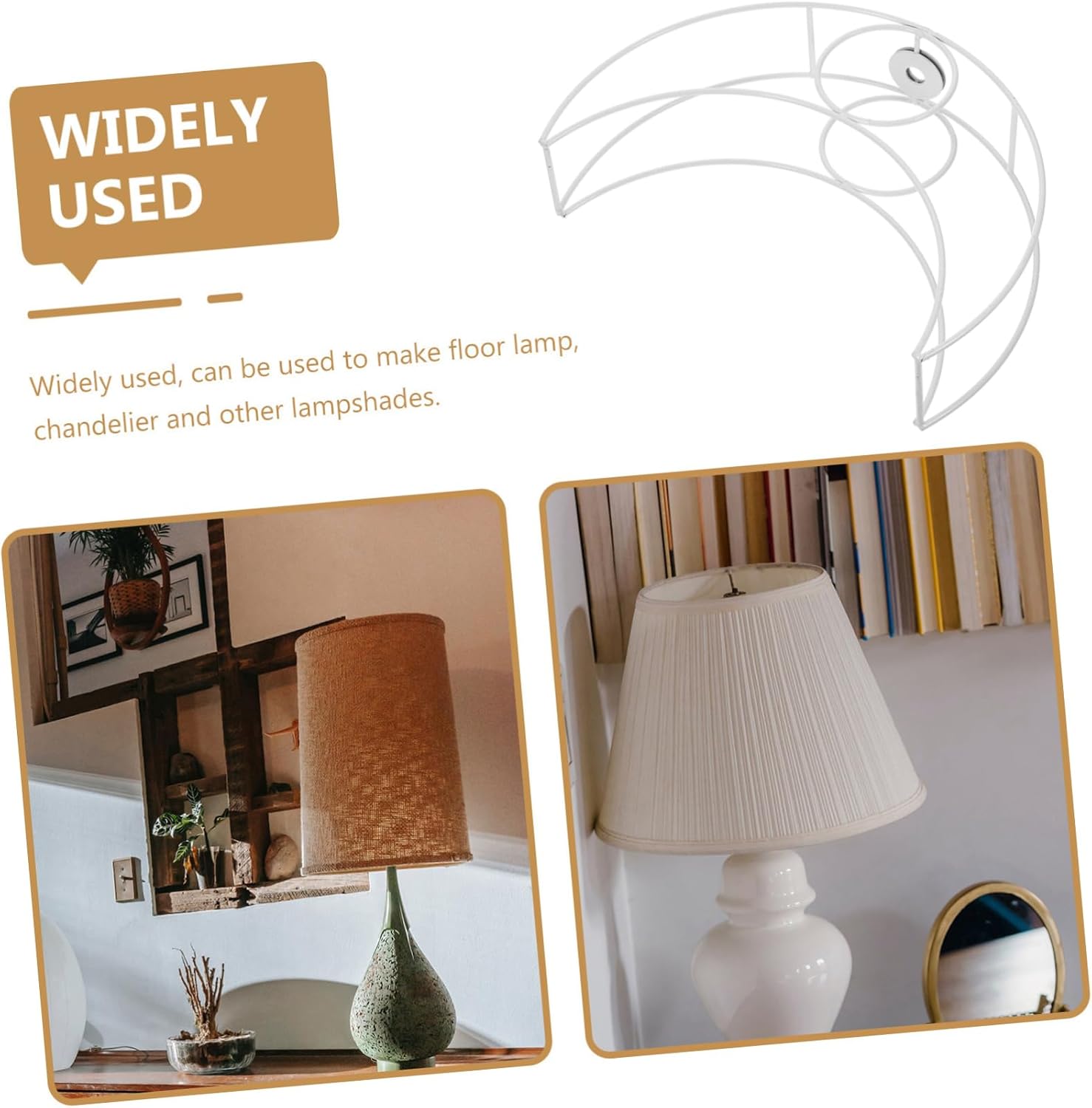 Moon Shape Lamp Shade Frame Wire Diy Bracket Vintage Metal Ceiling Lampshade Holder Modern Table Light Frame for Shade