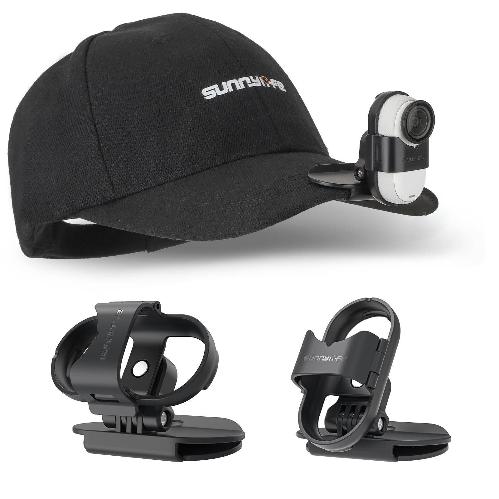 Sinyutia Baseball Hat Clip for Insta360 Go 3s, Vertical & Horizontal Adjustable Baseball Cap Mount Bracket for Insta 360 Go 3s Accessories