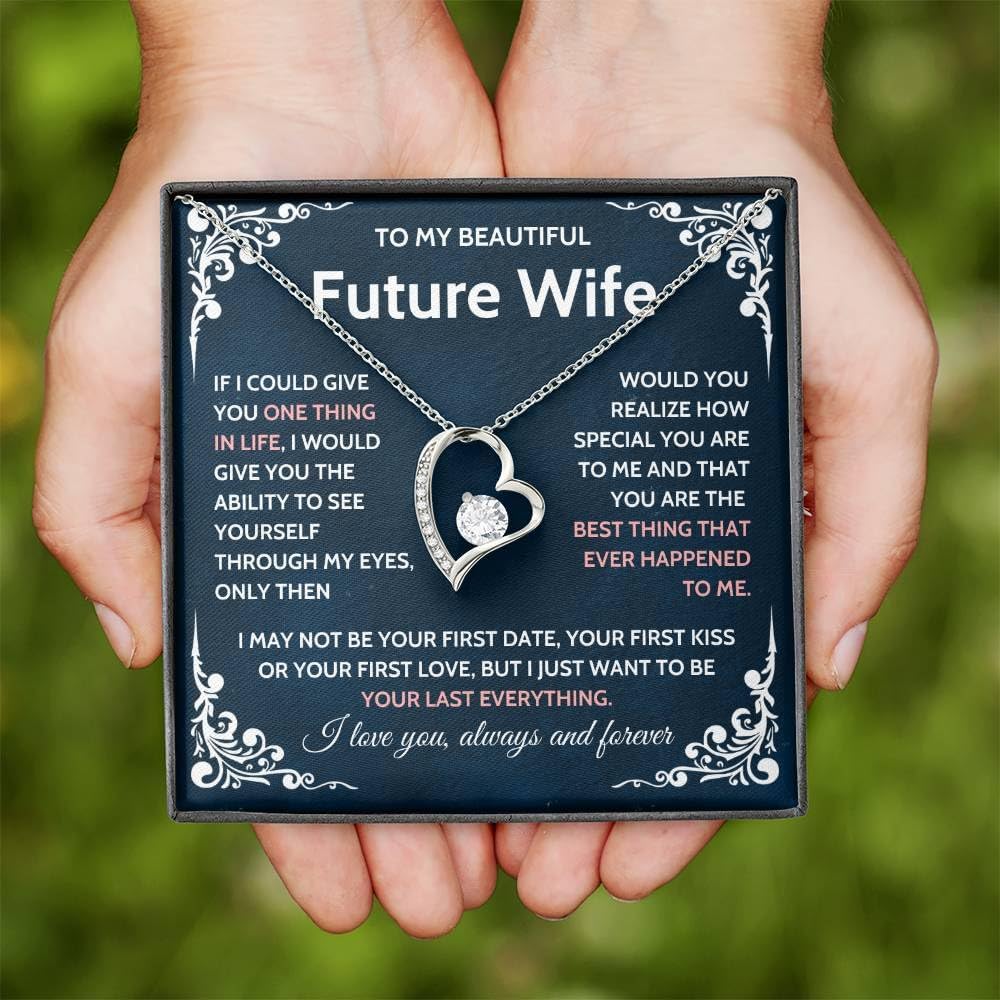 To My Future Wife Necklace, Bride To Be Gifts, Fiance Gifts For Her, Promise Necklace For Her, To My Wife Pendant, To My Soulmate, To My Girlfriend Necklace With Box and Message Card - Image 3