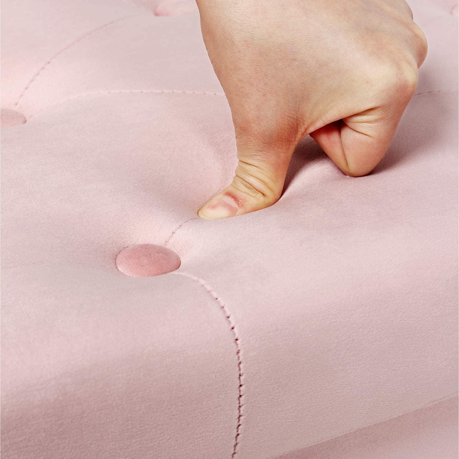 Bonlife Sitzbank mit Stauraum,Faltbarer Hocker,Aufbewahrungsbox Fußhocker Samttuch,Falthocker Sitzbänke Truhen,Rosa,80x40x40cm
