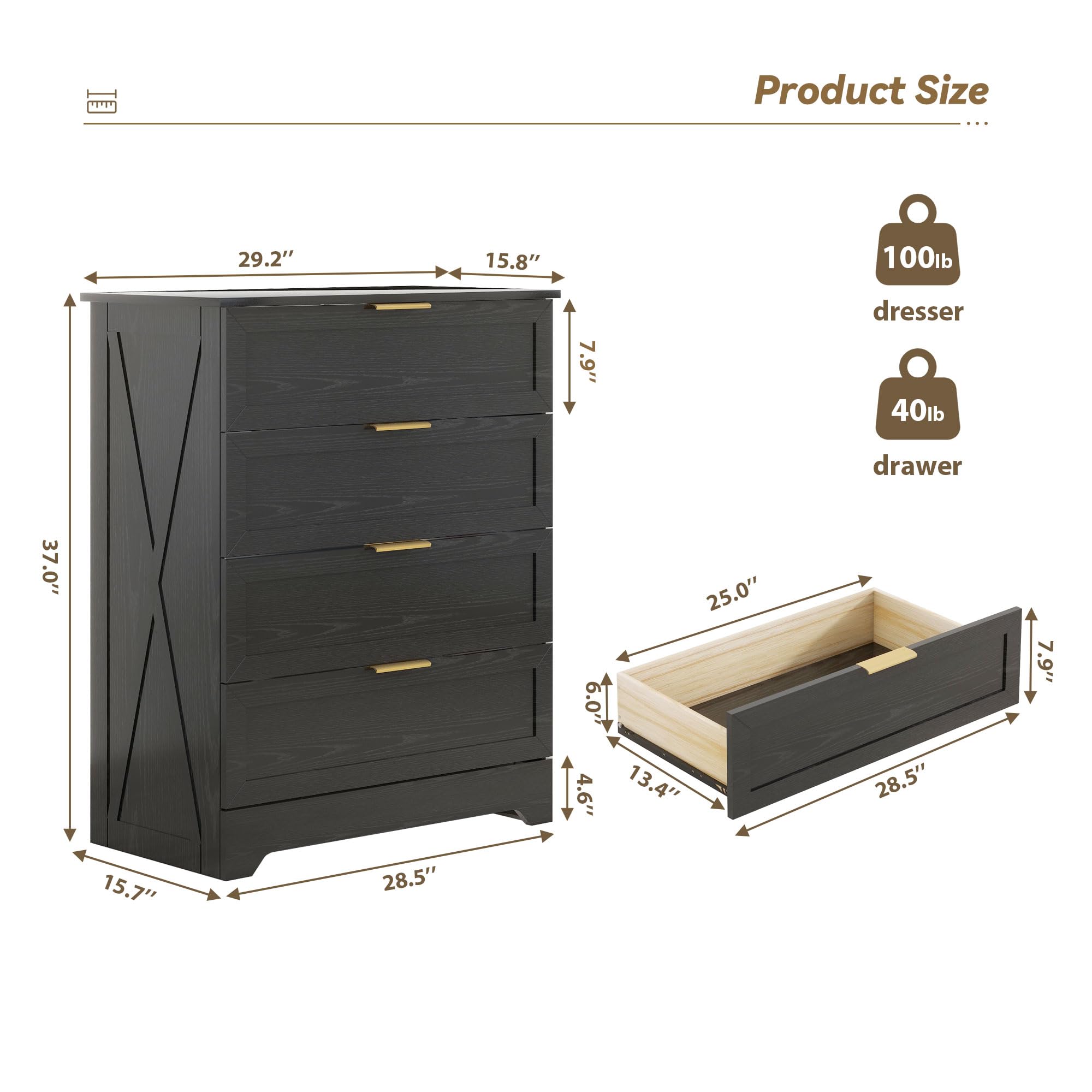 Amazon.com: FTZxHKLX Modern 4 Drawer Dresser for Bedroom, Tall