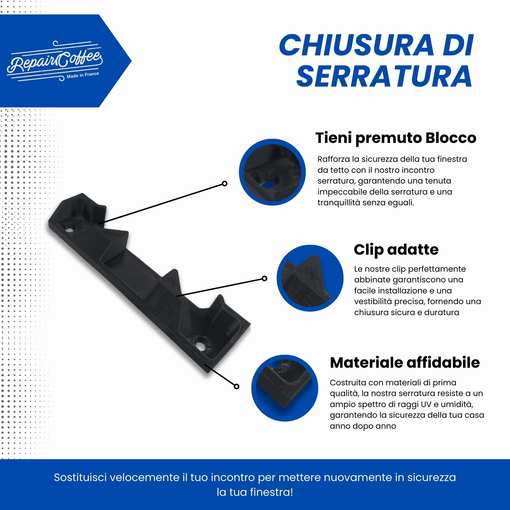Gancio Chiusura di serratura Nera Compatibile con Velux Versione VES, V21 - Riparazione Pezzo di Ricambio Serratura Sicurezza Chiusura Piastra Finestra Basculante da Tetto Casa Tenda