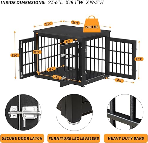 Miniatura 66 de Mueble de jaula de perro resistente de 42 pulgadas para perros grandes y medianos, mesa auxiliar decorativa para casa de mascotas, muebles de madera