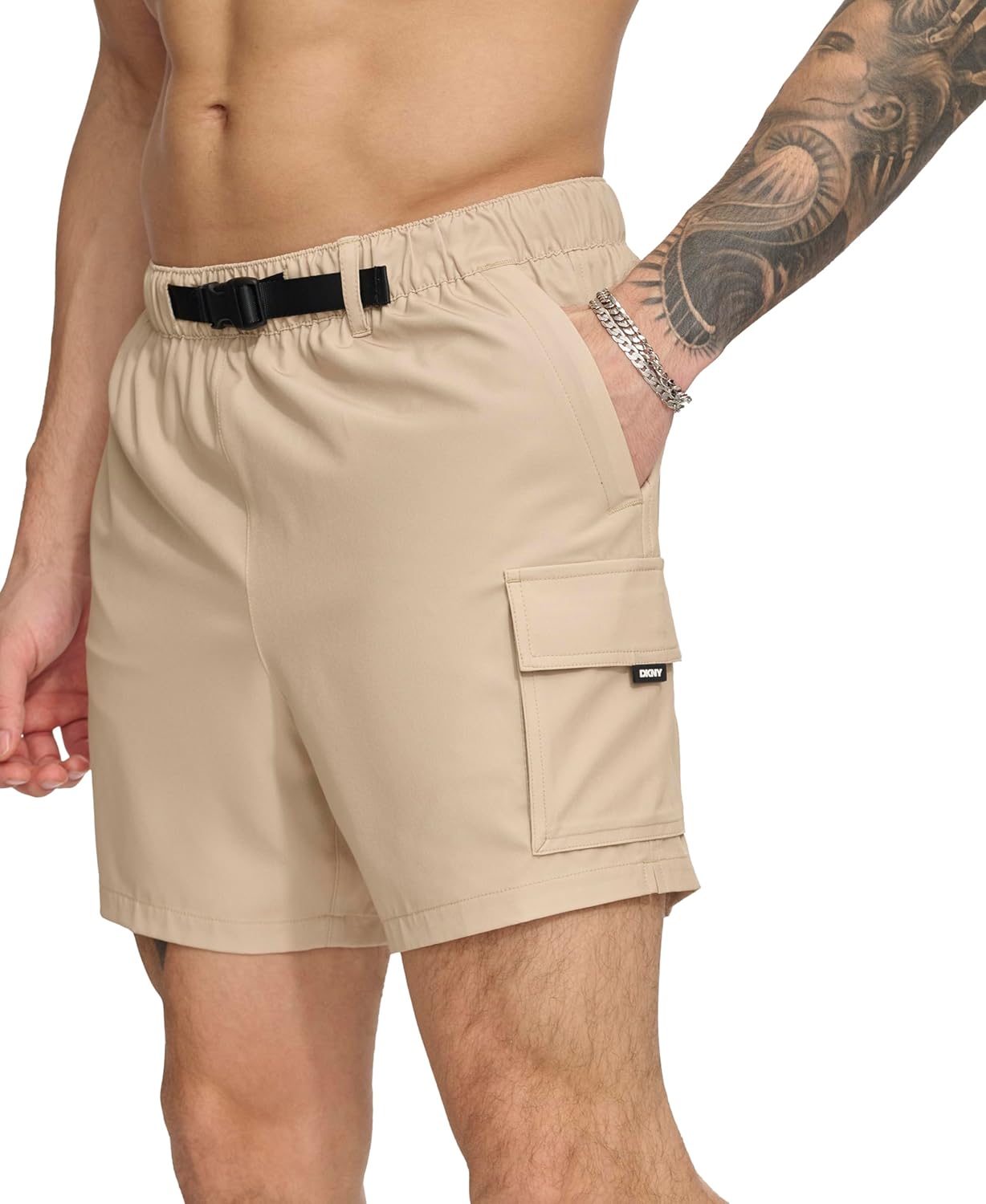 DKNY Men's Stretch Quick Dry Volley UPF 40+ Protection Swim Trunk