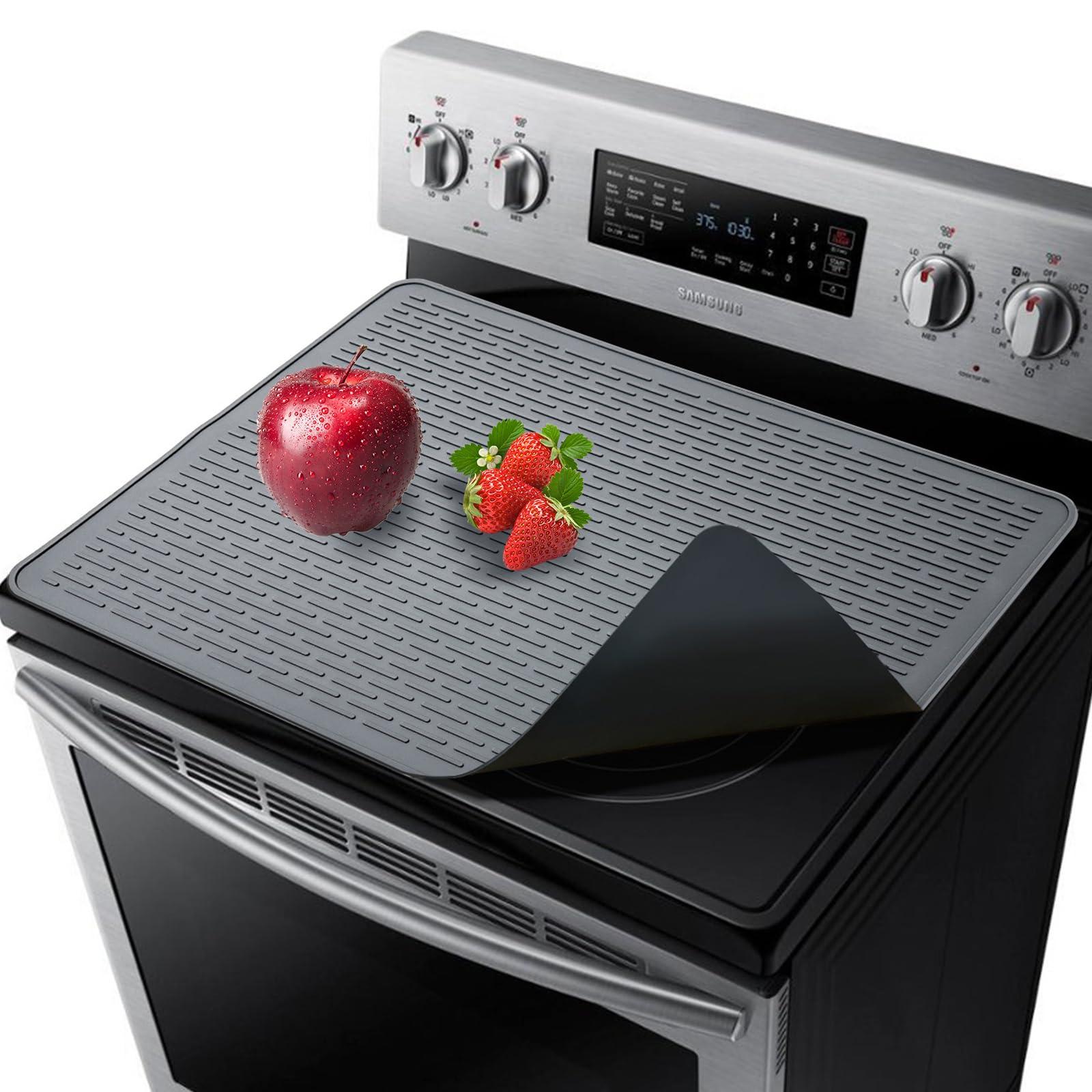 Uovviney Silicone Stove Top Cover for Electric Stove - 27.75X20 inch Electric Stove Cover, Glass Top Stove Cover, Extra Large Silicone Dish Drying Mat, Ceramic Glass Cooktop Protector