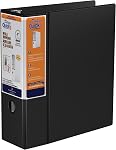 QuickFit Heavy-Duty 3-Ring File Binder, Locking D-Ring, View Binder, 4 Inch, Black