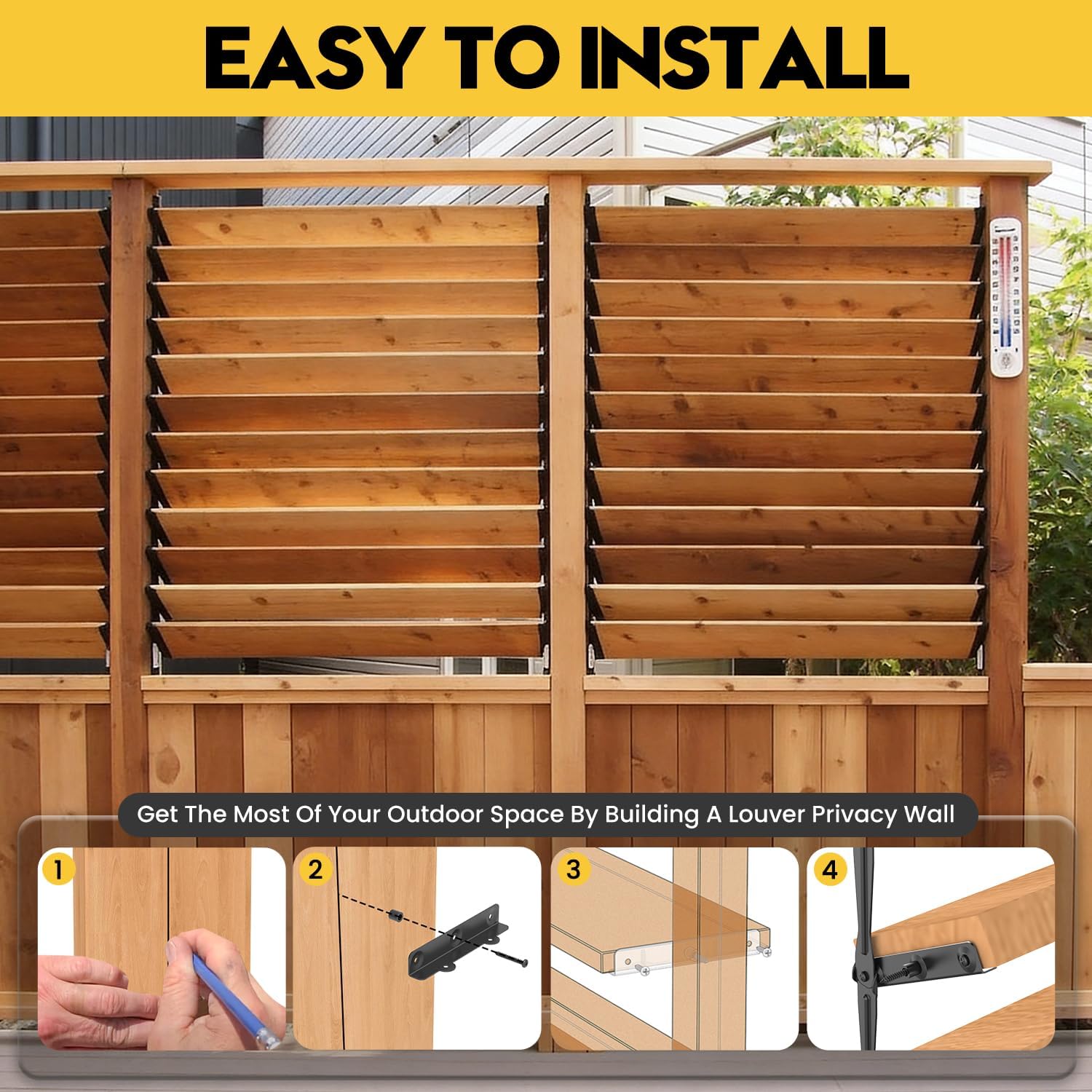 Louver Kit Metal,Heavy Duty Complete Set for Louver Shutters, Outdoor Blinds, Deck Sunblind Systems,black1set