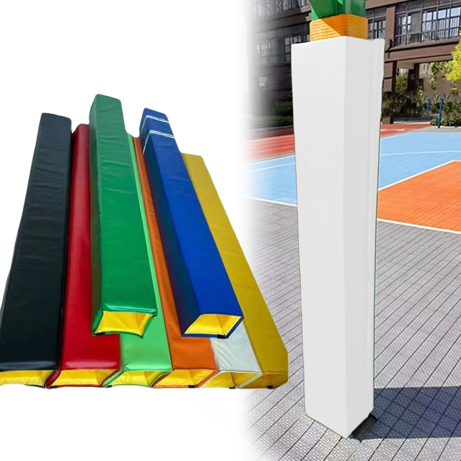 Basketball Pole Paddings, Square Pole Padding Basketball Pole Pads, Easy Installation Impact-Resistant, for Player Protection, to Training/Game/Exercise