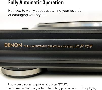 Denon DP-29F Fully Automatic Record Player, Analog Turntable with Built-in RIAA Phono Equalizer, Unique Automated Tonearm Design, Manual Lifter Mechanism, Rigid Diecast Aluminum for Stability