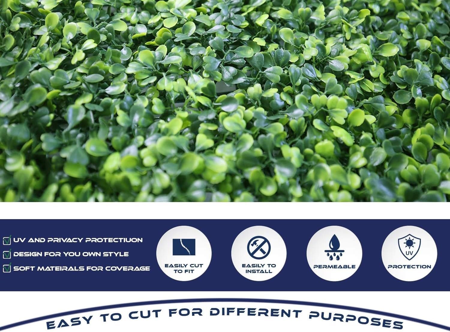 De Gardenia 6 Pieces 24"x 16" Artificial Boxwood Panel, Grass Wall Panel, Boxwood Hedge Wall Panels Suitable for Artificial Green Wall Decor, Fence Garden Wedding Backyard Decor - Image 4 thumbnail