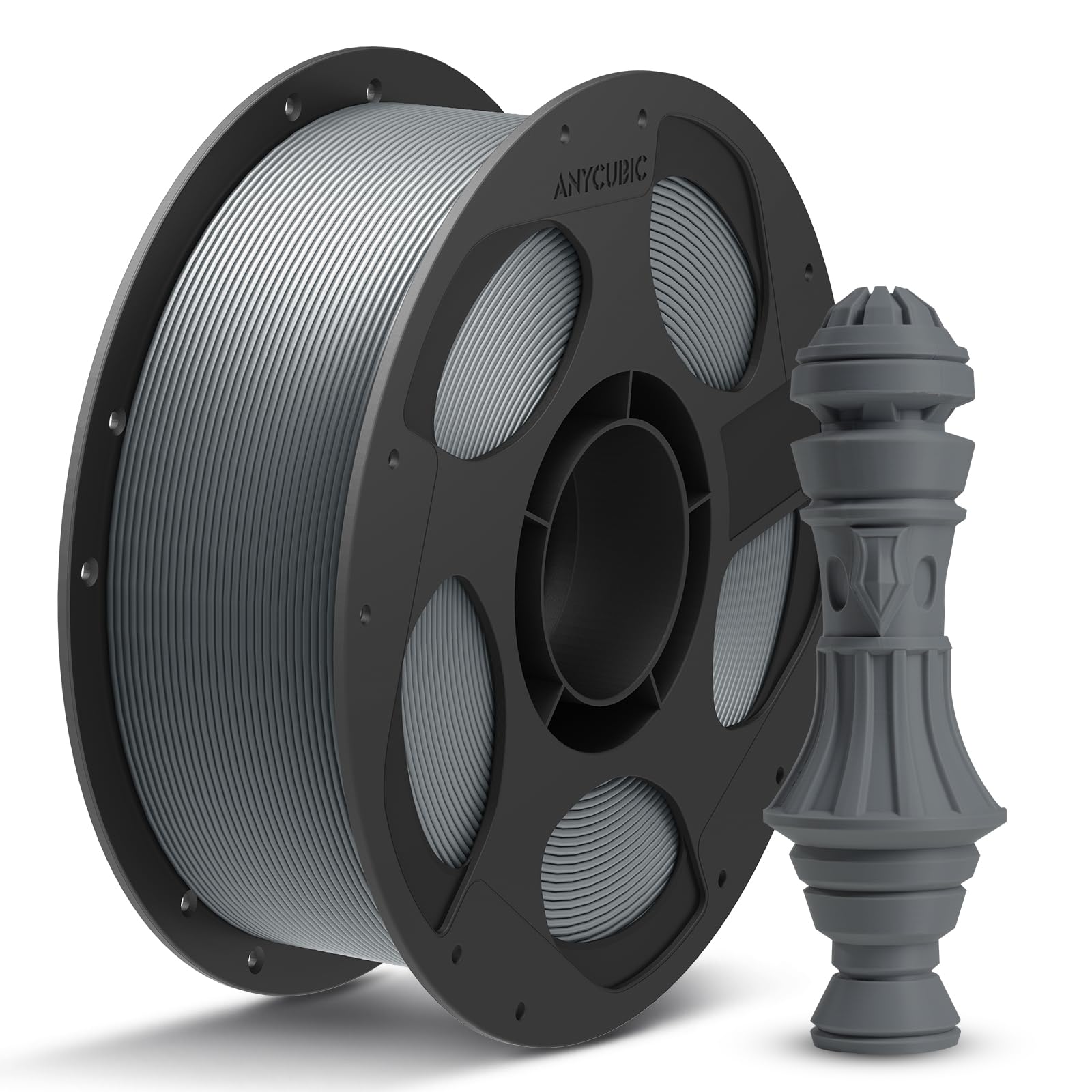 ANYCUBIC PLA+ Filament 1.75mm, PLA Plus, Maßgenauigkeit +/-0,02mm, Hohe Zähigkeit und Präzision -3D-Druckmaterialien, Intelligente Identifikation,1KG Grau
